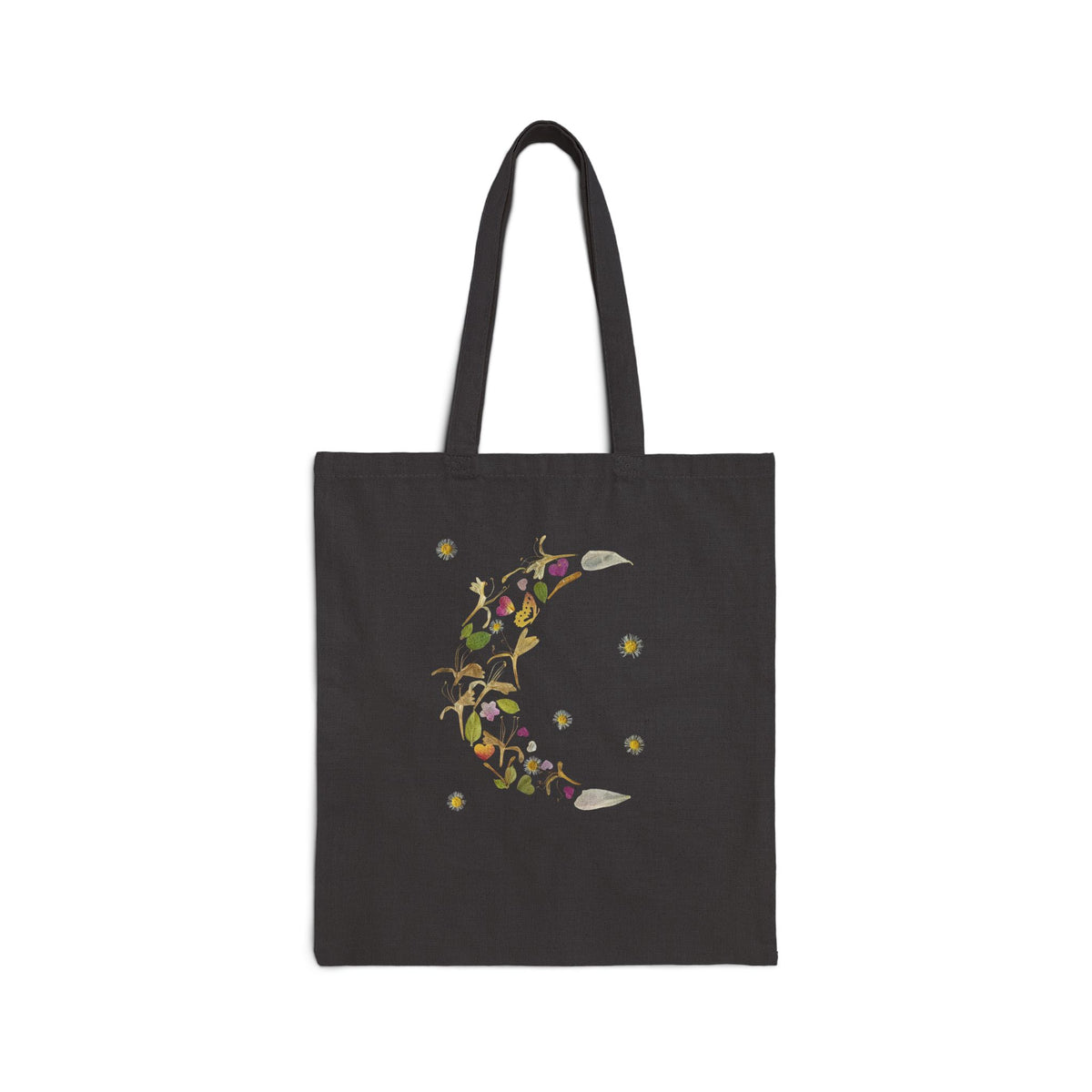 Honeysuckle Dreams cotton canvas tote bag with original pressed flower artwork, The Neat Rack