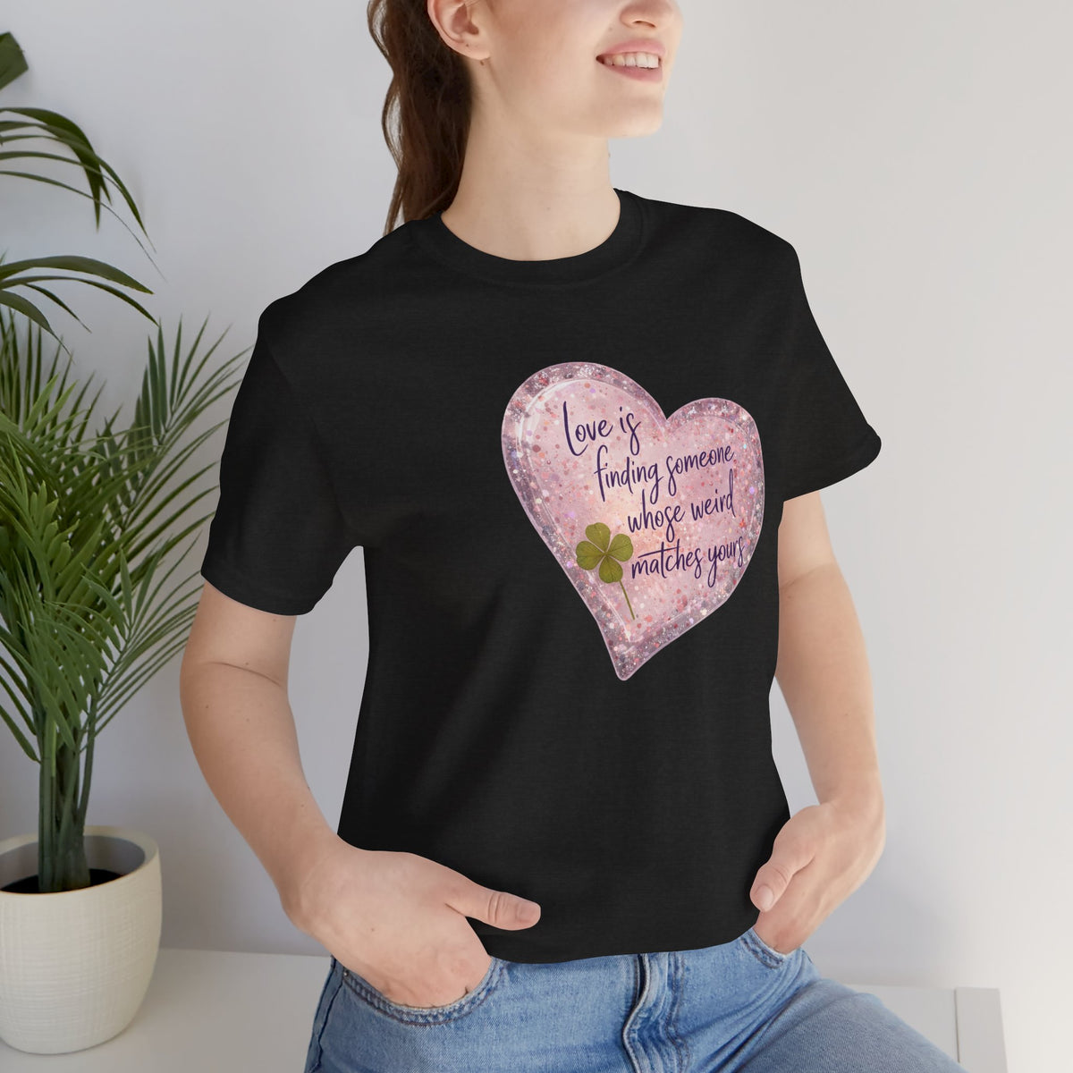 Love Is Couple Tee - four-leaf clover heart graphic on unisex t-shirt, The Neat Rack