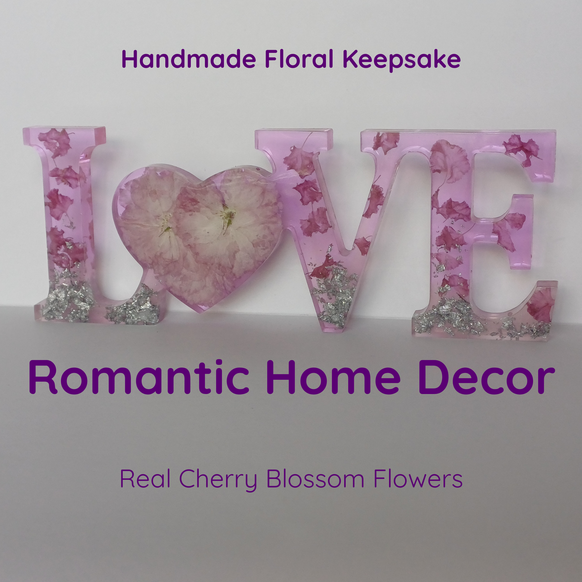 Floral Resin Word Signs: Family, Love, Home Decor Set