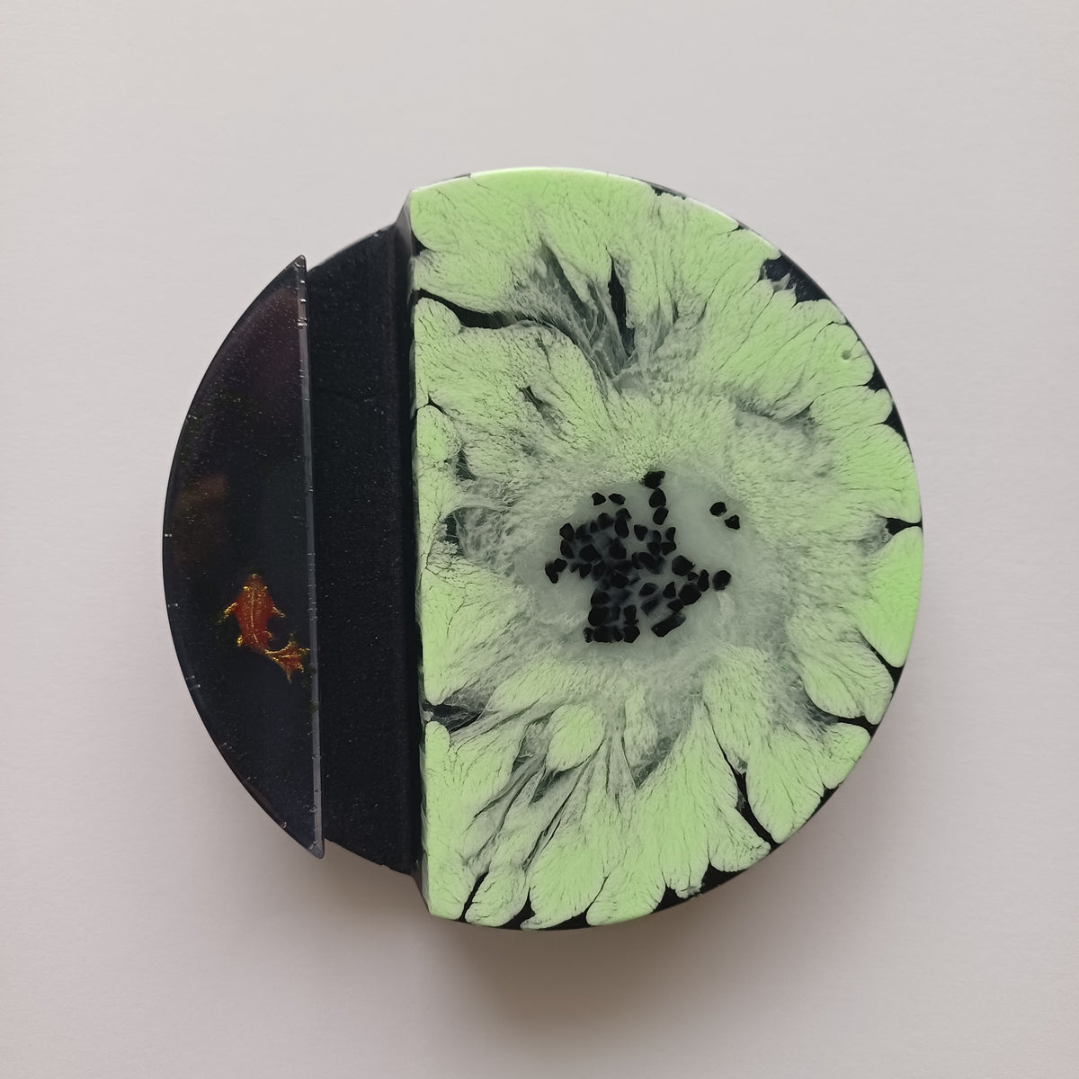 Round Resin Phone Holder, Fish, Frog or Glow in the Dark Anemone, Handmade Water Life Desk Decor, Nature Lover Gift