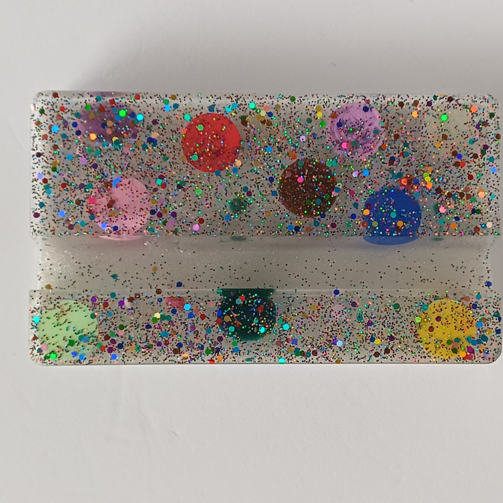 Rectangular Resin Phone Holder, Green Silk or Flying Colors, Handmade Modern Desk Decor, Office Gift
