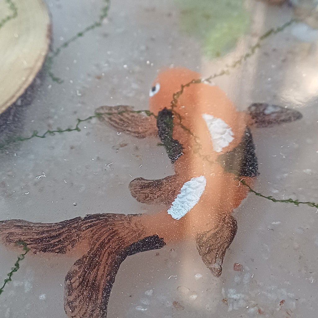 Round Resin Accent Table, Koi Pond Side Table