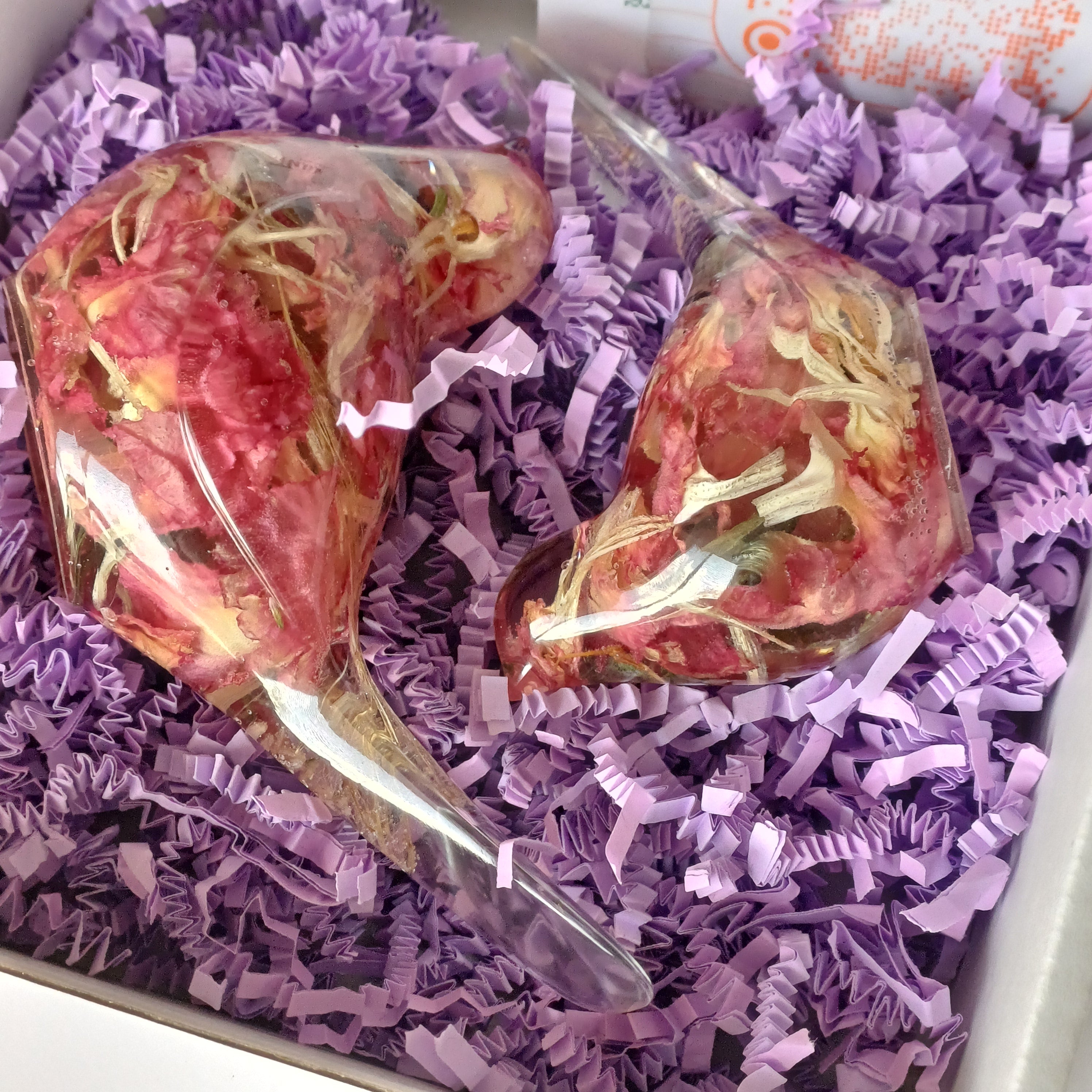 Two Resin Birds with Real Flowers, Ready or Custom Made
