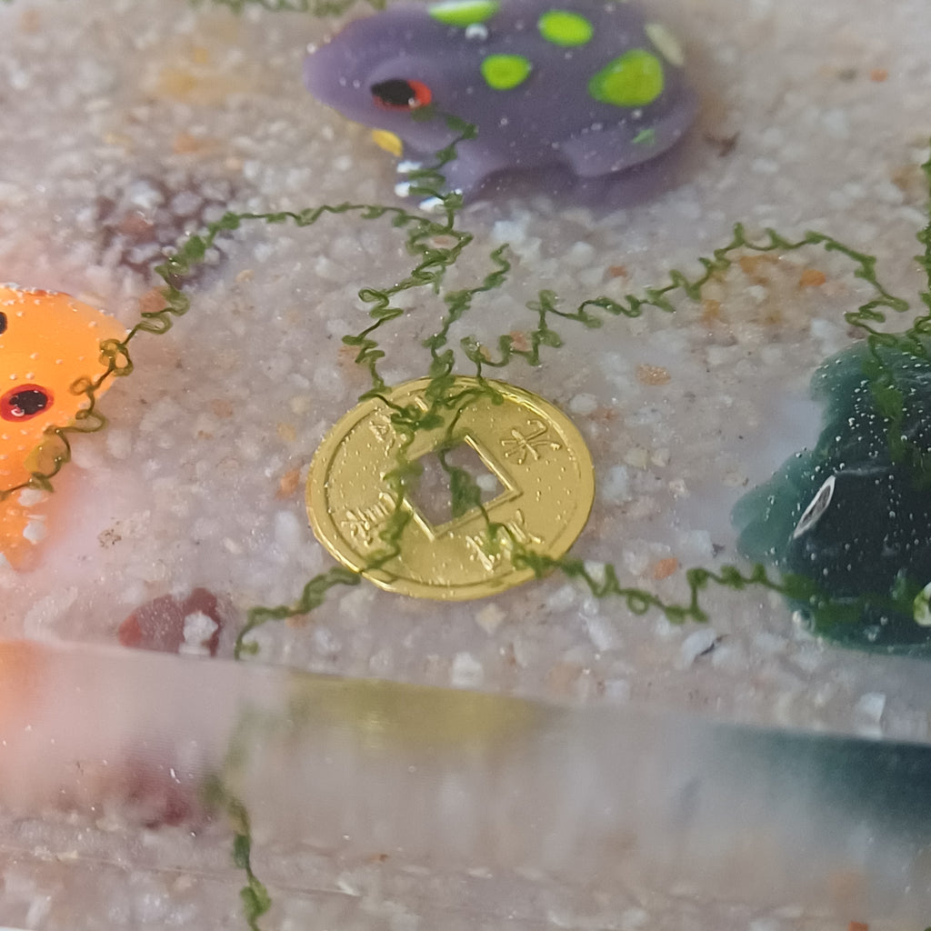 Round Resin Phone Holder, Fish, Frog or Glow in the Dark Anemone, Handmade Water Life Desk Decor, Nature Lover Gift