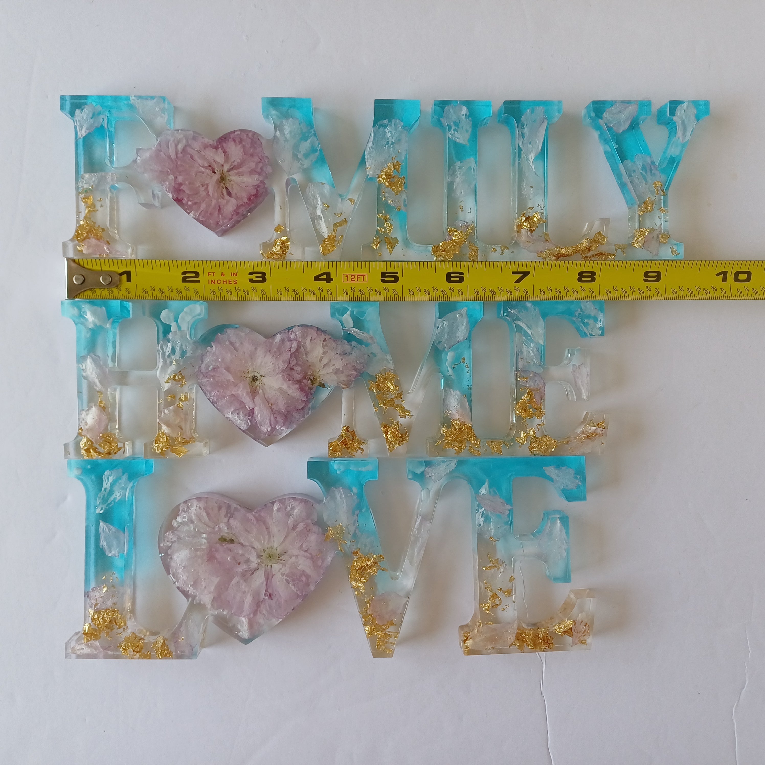 Floral Resin Word Signs: Family, Love, Home Decor Set