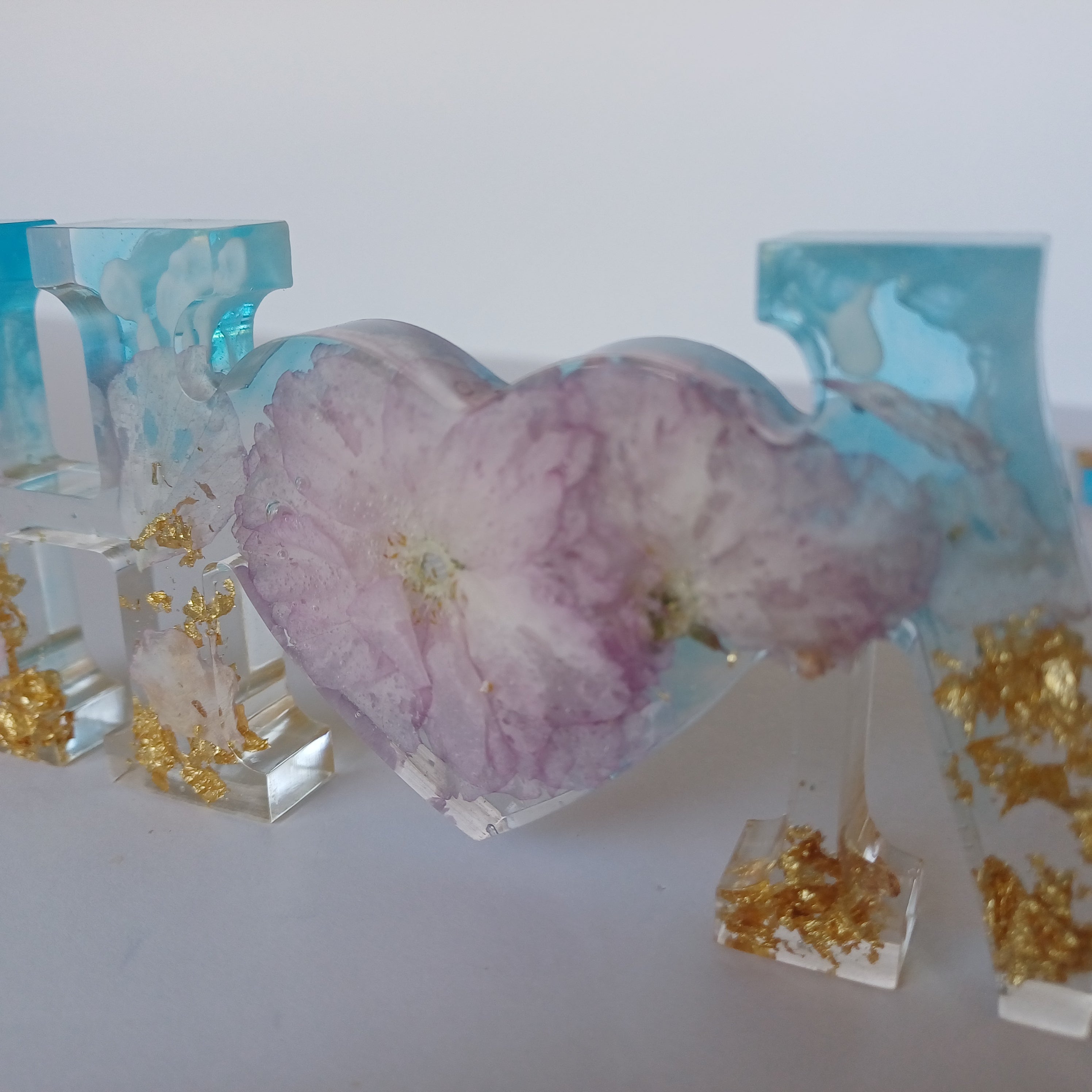 Floral Resin Word Signs: Family, Love, Home Decor Set