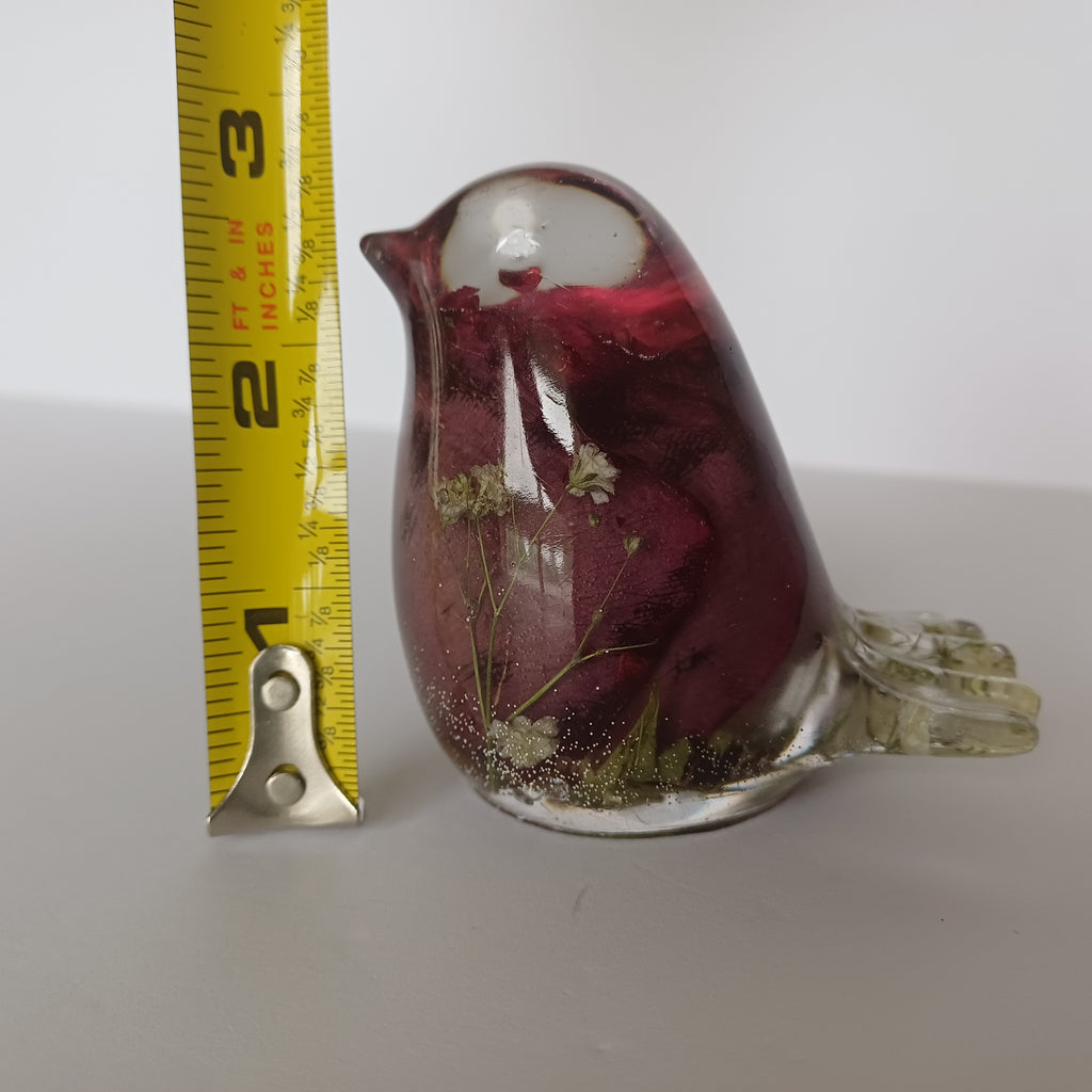 Two Resin Birds with Real Flowers, Ready or Custom Made
