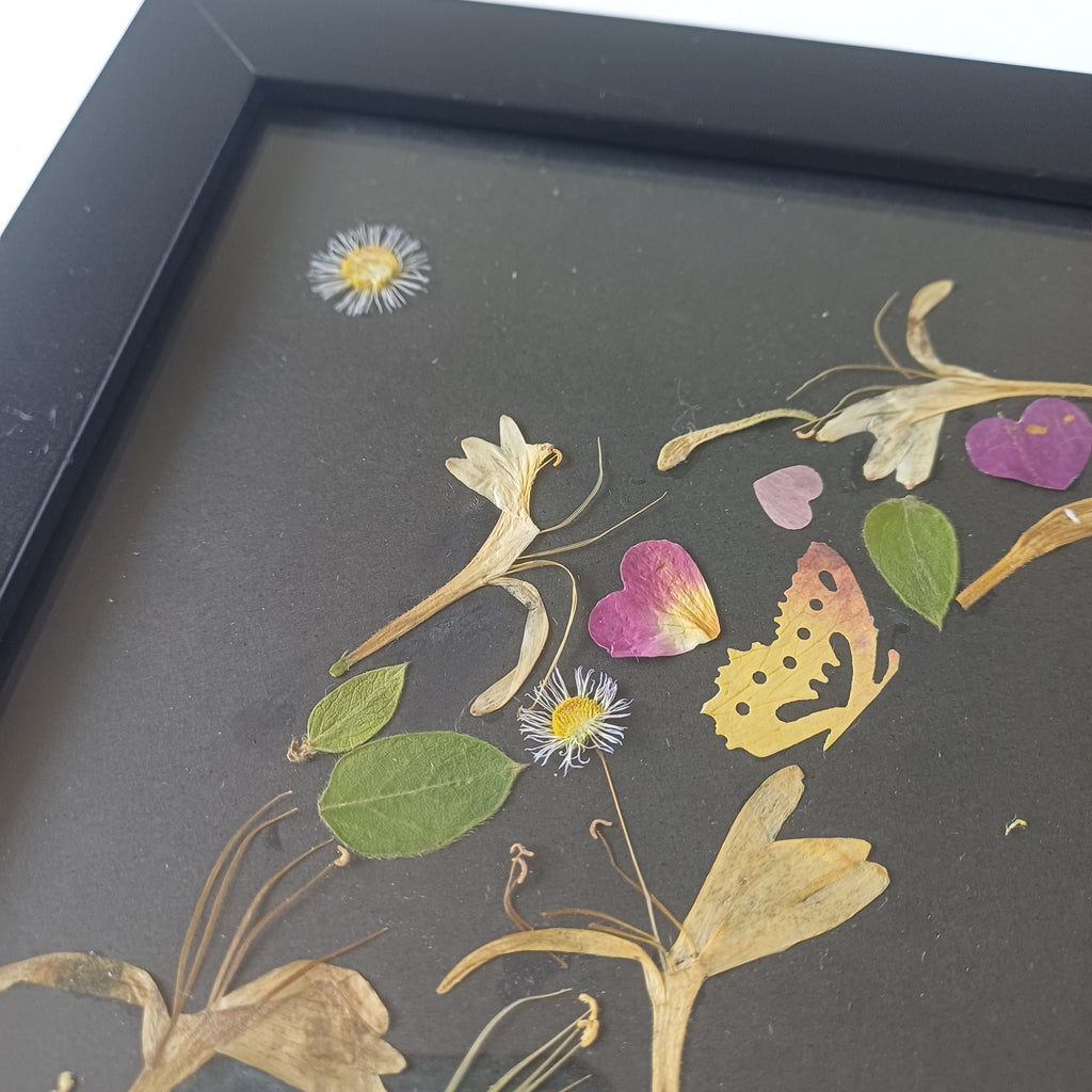 Honeysuckle Dreams - Original Pressed Flower Wall Art - 5x7 in Framed