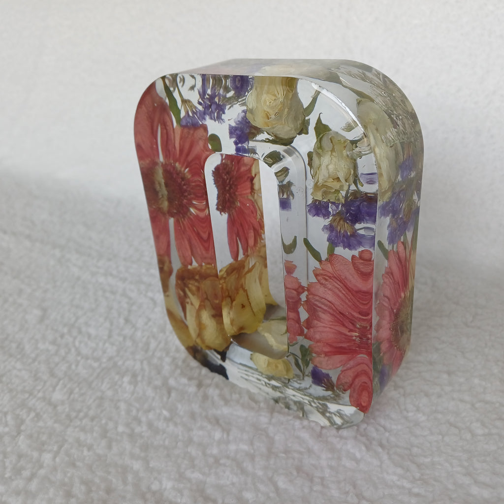 Handmade Botanical Monogram, Personalized Floral Resin 6 inches Letter