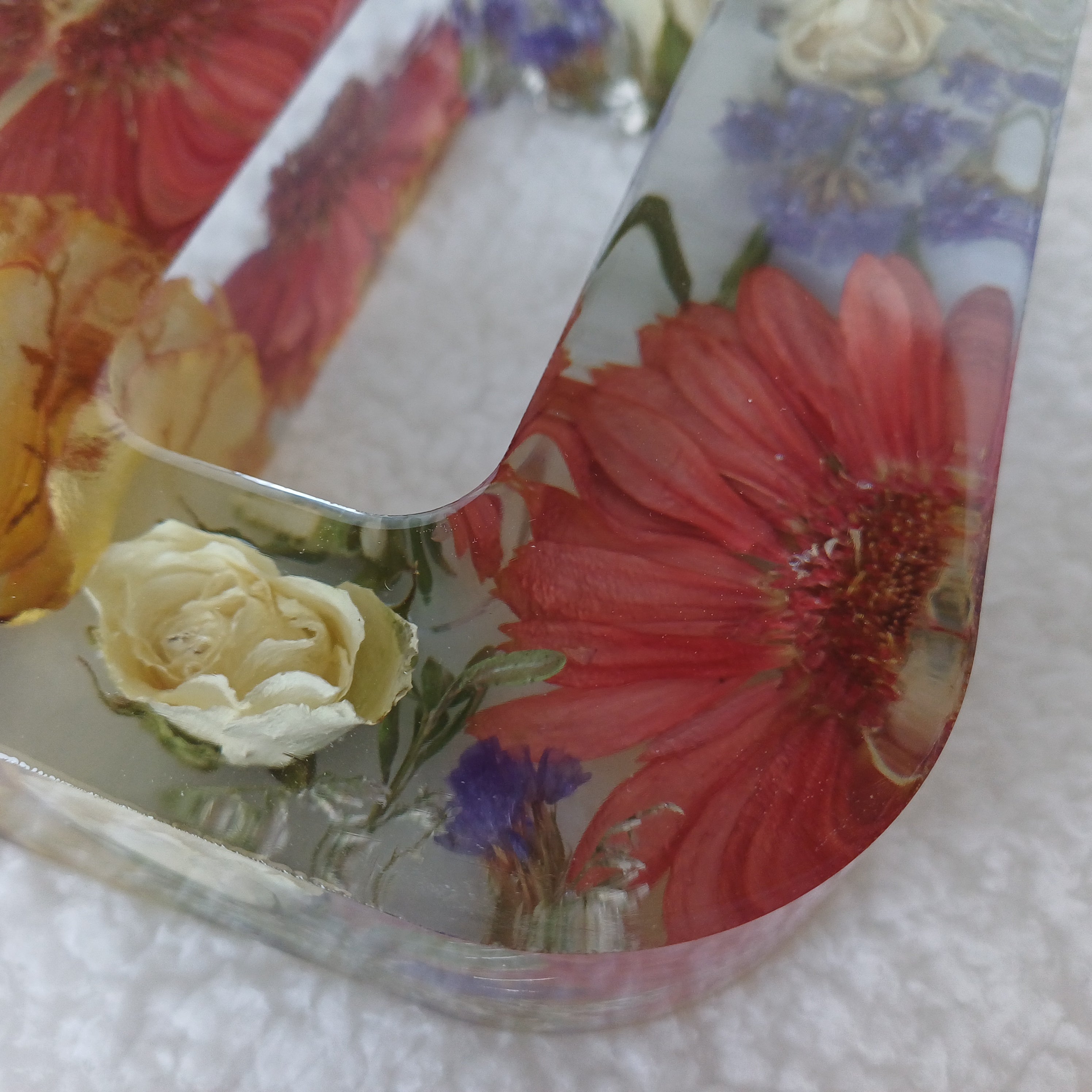 Handmade Botanical Monogram, Personalized Floral Resin 6 inches Letter