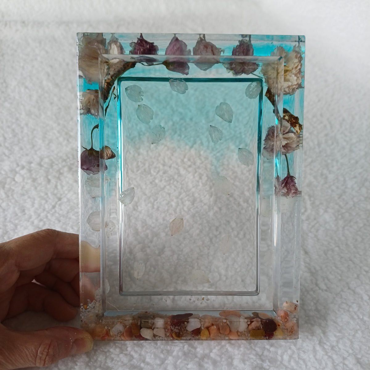 Wedding or Anniversary Photo Gift, Picture Frame with Real Flowers, 6x4 Photo with Stand, Ready to Ship