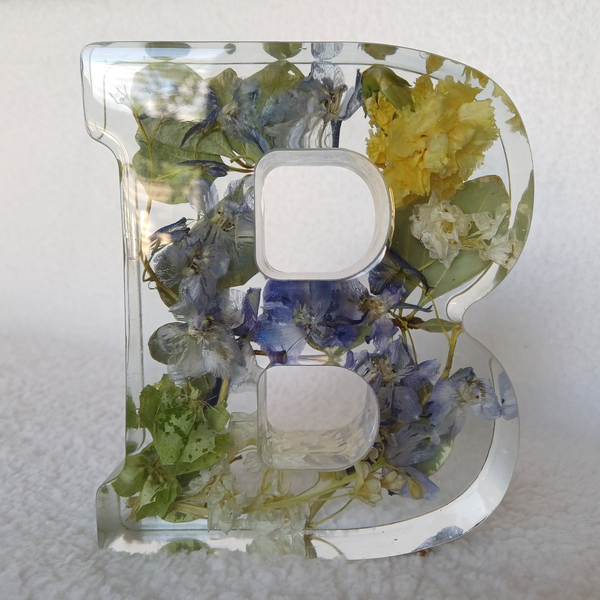 Wedding or Nursery Gift, Custom Botanical Monogram Letter, Personalized Floral Resin Initial, 6 Inches