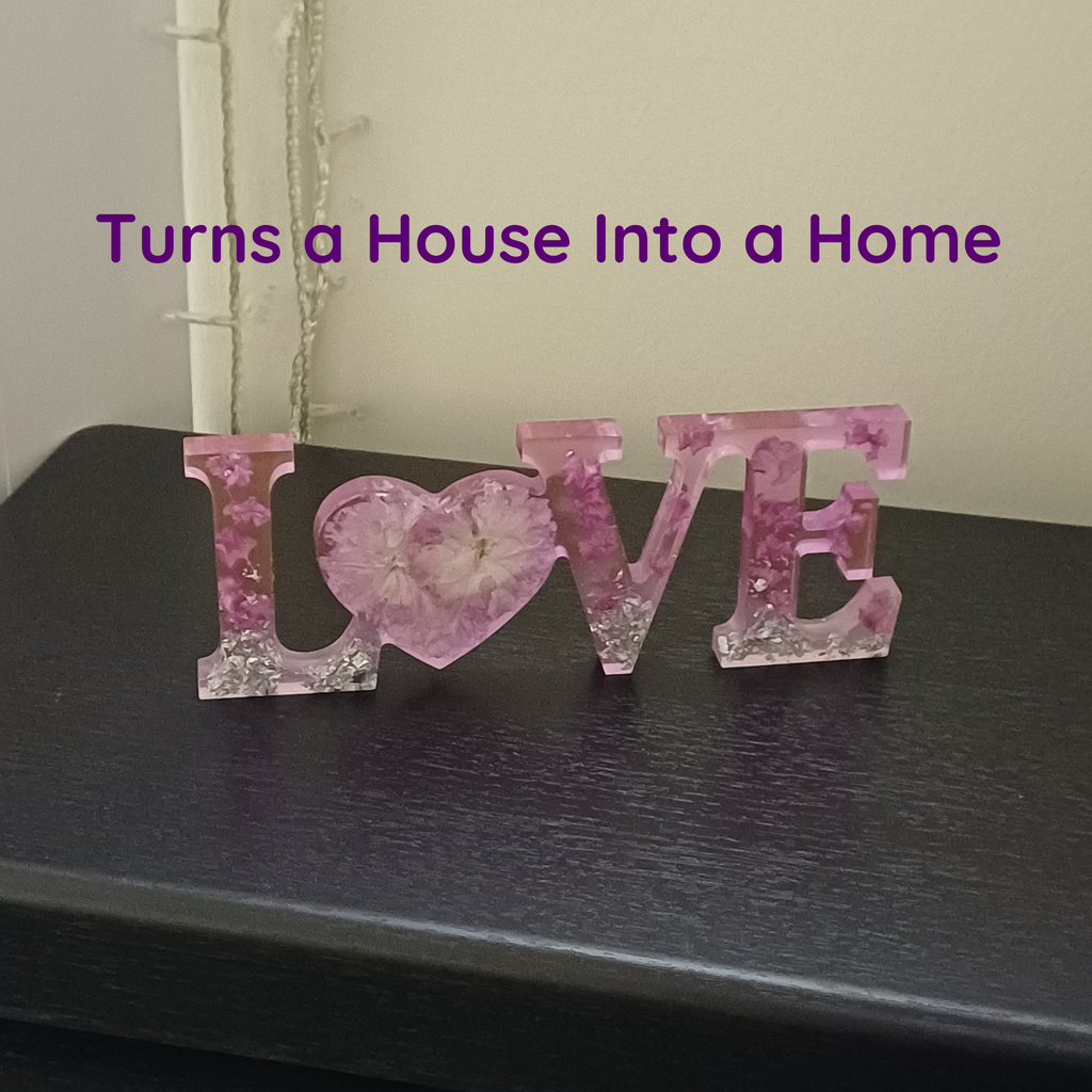 Floral Resin Word Signs: Family, Love, Home Decor Set