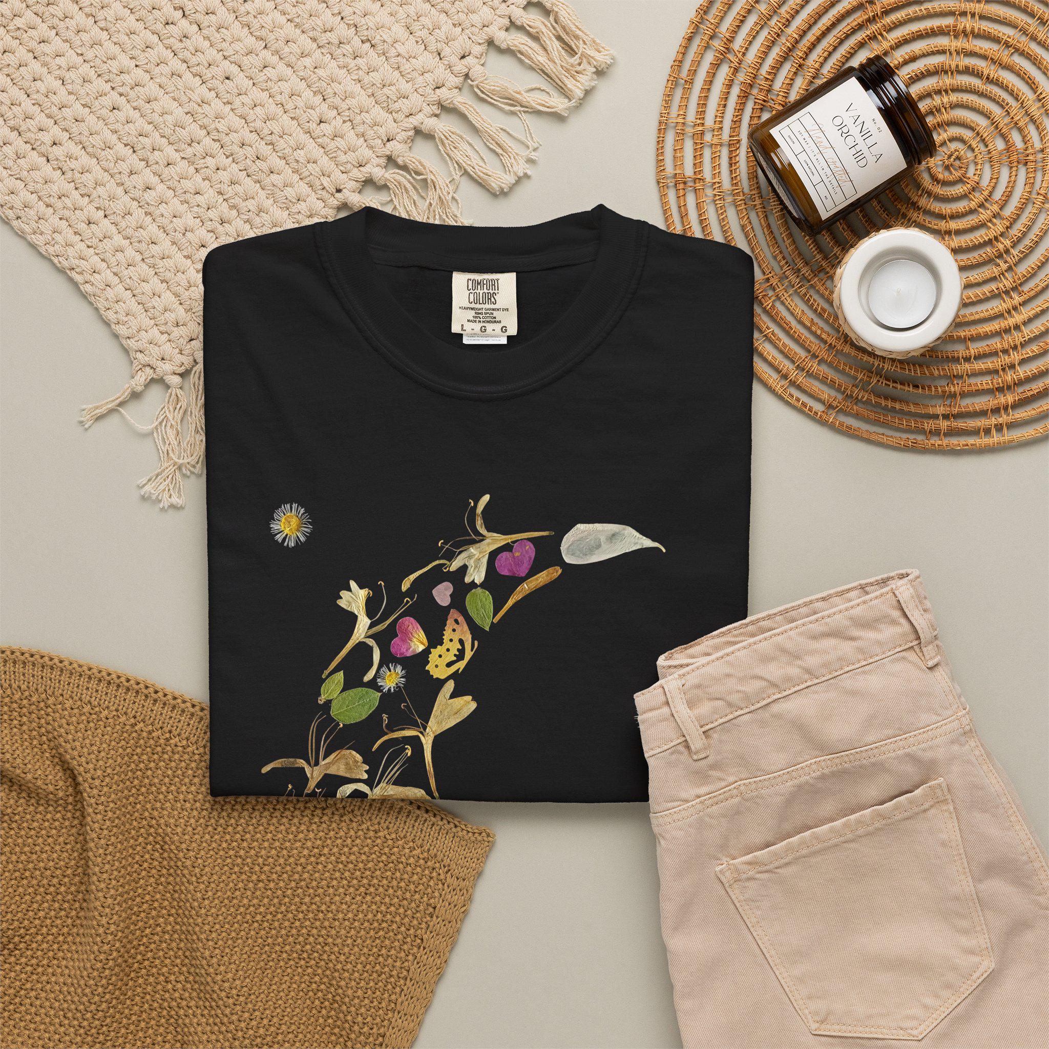 T-Shirt Based on Pressed Flower Artwork "Honeysuckle Dreams"
