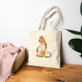 Midnight Rose Cat cotton canvas tote bag with original pressed flower artwork, The Neat Rack