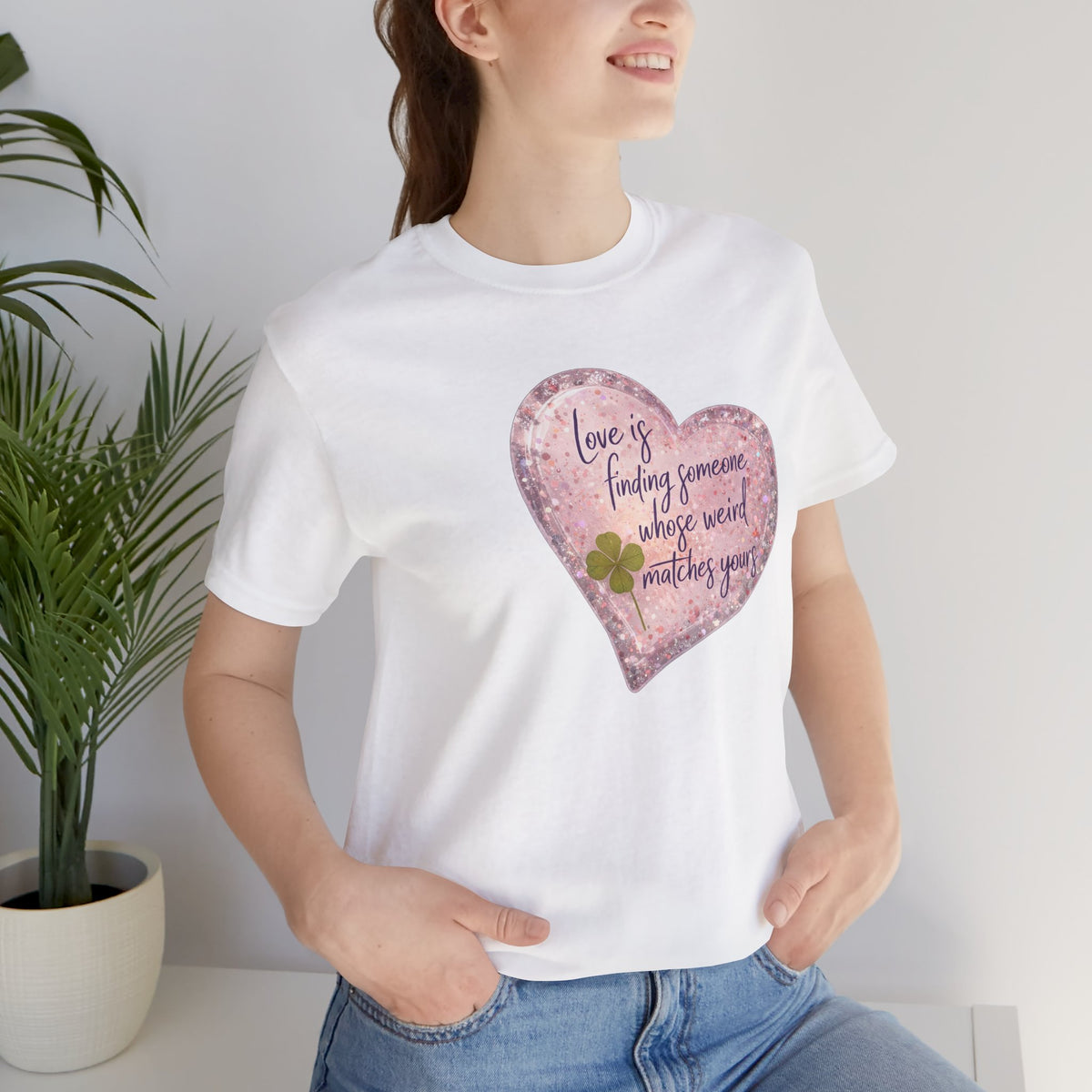 Love Is Couple Tee - four-leaf clover heart graphic on unisex t-shirt, The Neat Rack