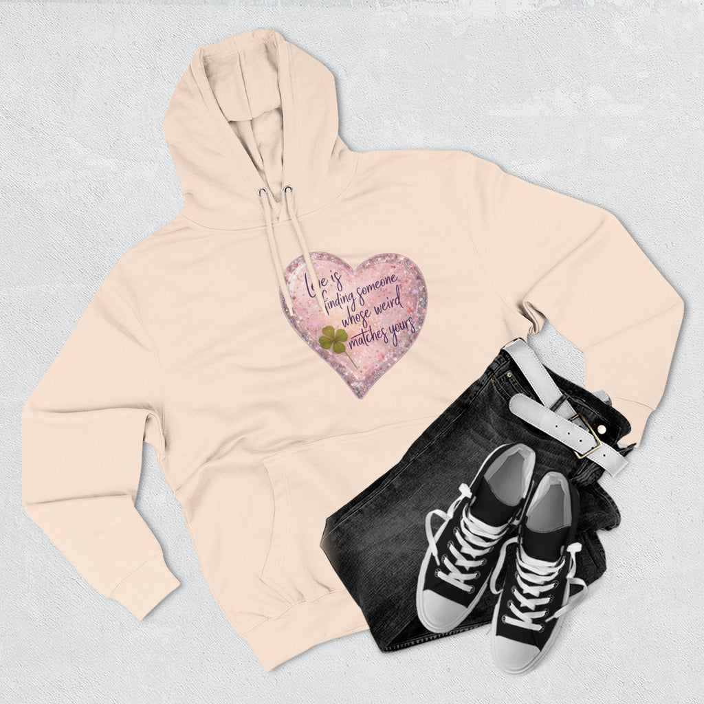 Love Is Couple Hoodie - four-leaf clover heart graphic on unisex hoodie, The Neat Rack