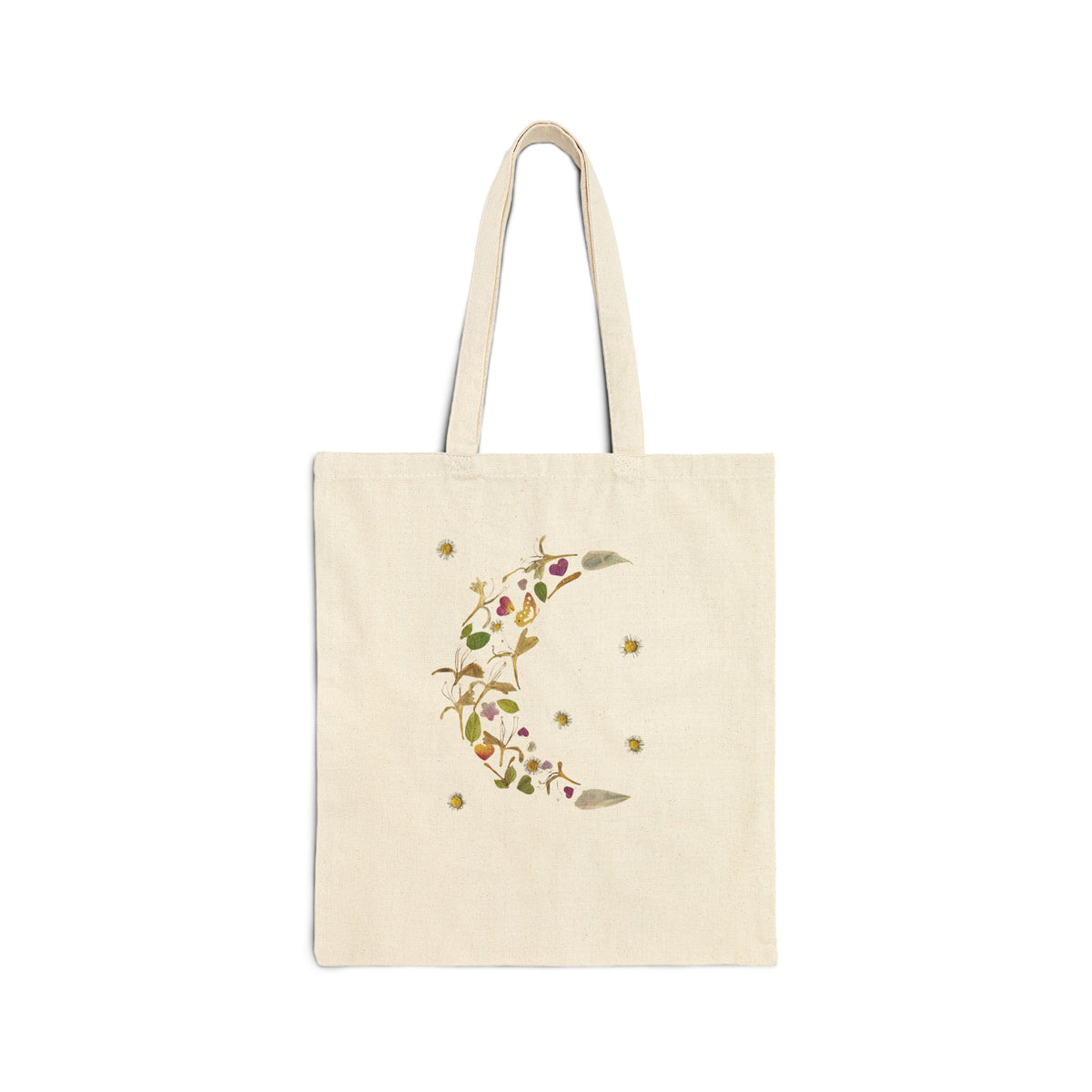 Honeysuckle Dreams cotton canvas tote bag with original pressed flower artwork, The Neat Rack