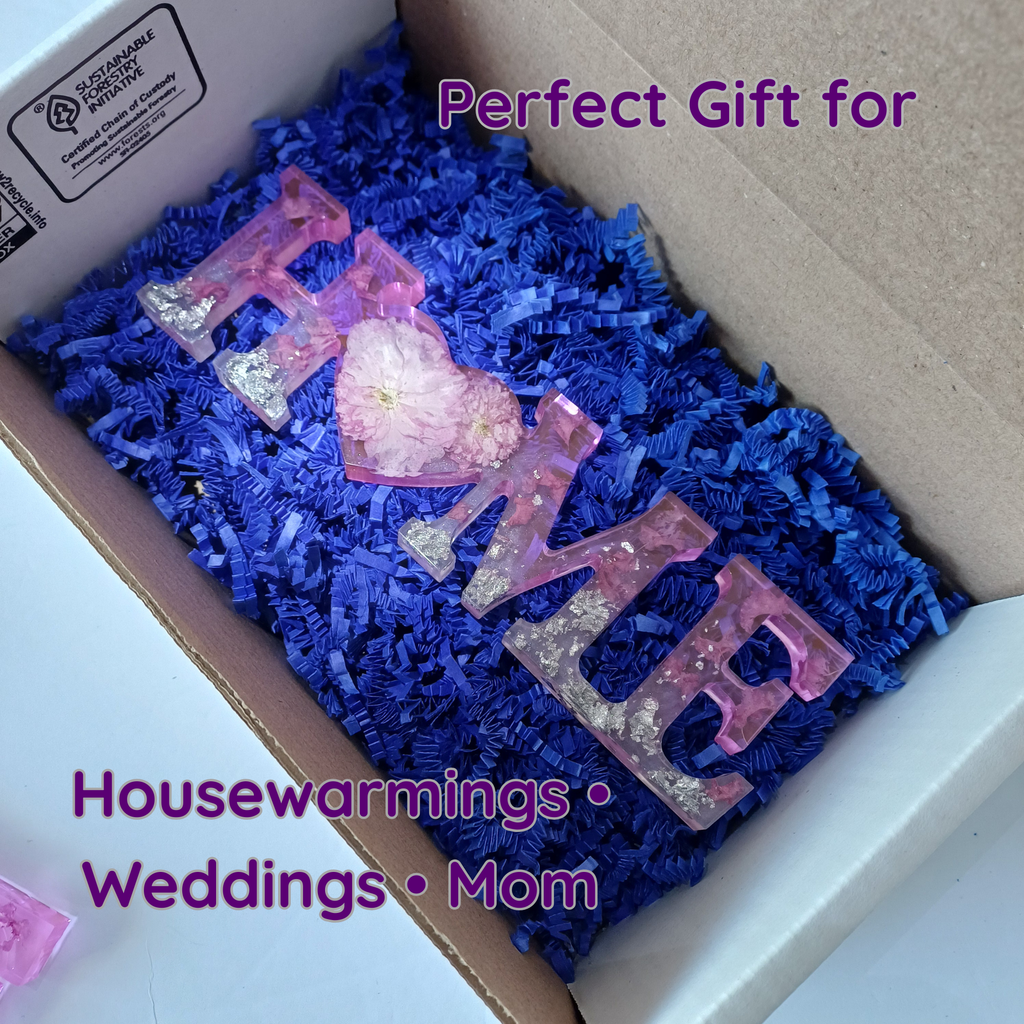 Floral Resin Word Signs: Family, Love, Home Decor Set