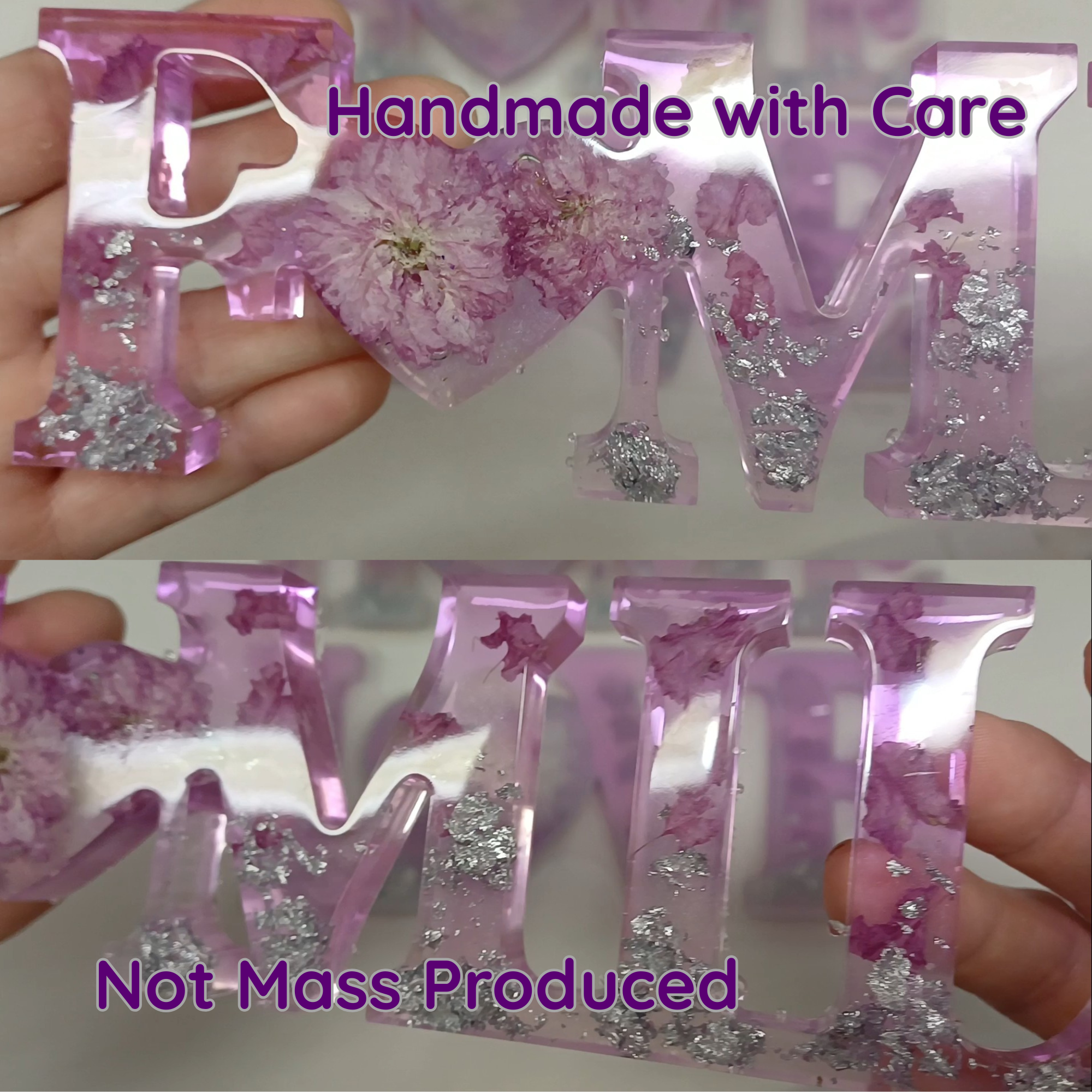 Floral Resin Word Signs: Family, Love, Home Decor Set