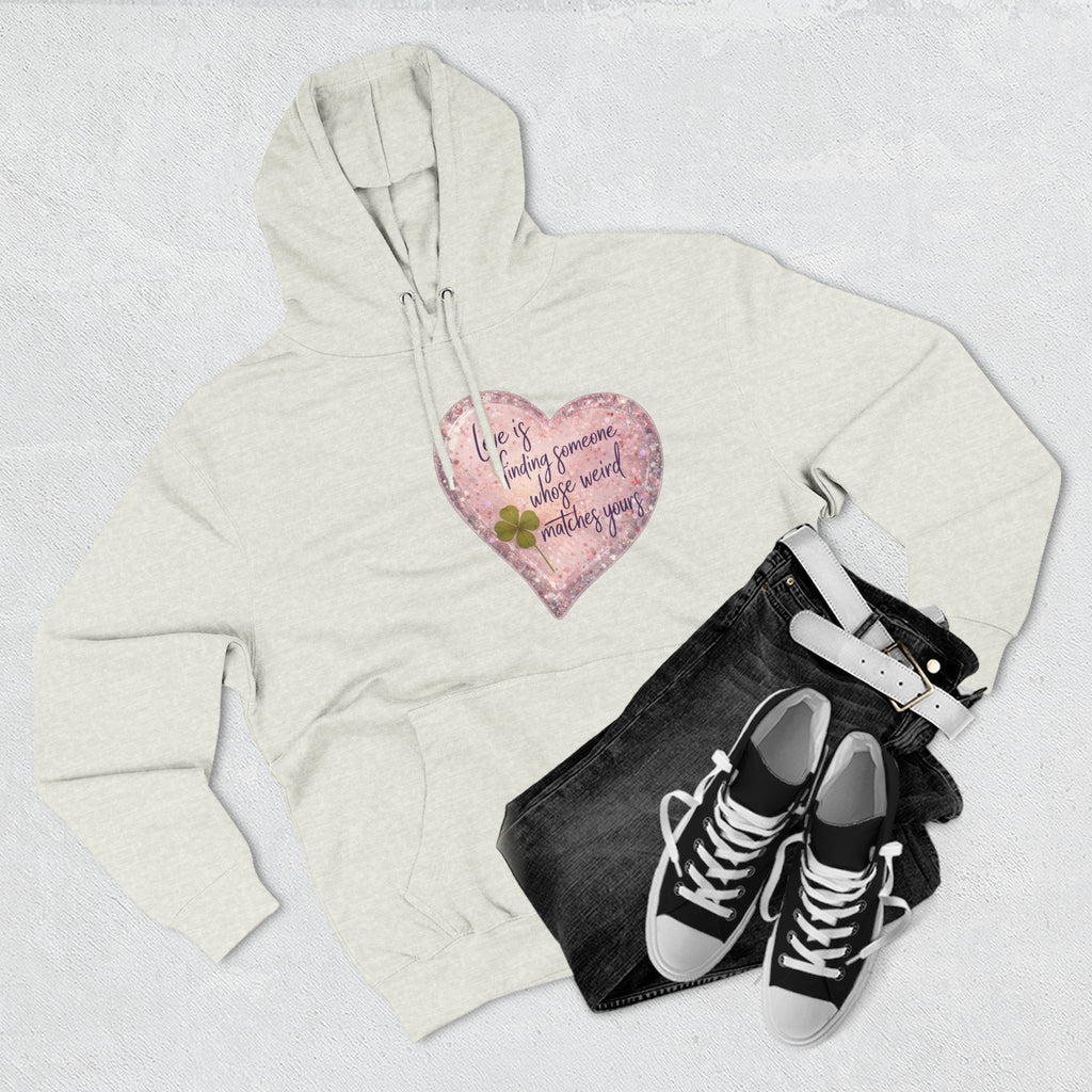 Love Is Couple Hoodie - four-leaf clover heart graphic on unisex hoodie, The Neat Rack