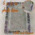 Real flower resin photo frame with 4x6 photo, full view with photo