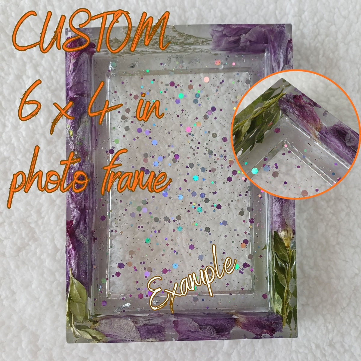 Wedding or Anniversary Photo Gift, Custom Picture Frame with Real Flowers, 6x4 Photo with Stand