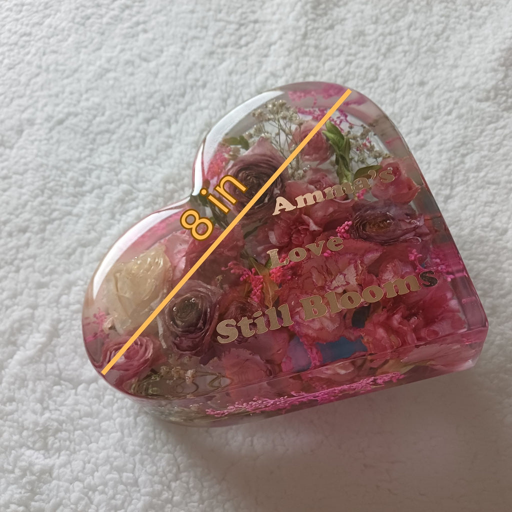 Wedding Bouquet Preservation Heart Keepsake, 8 Inch, Custom Flowers