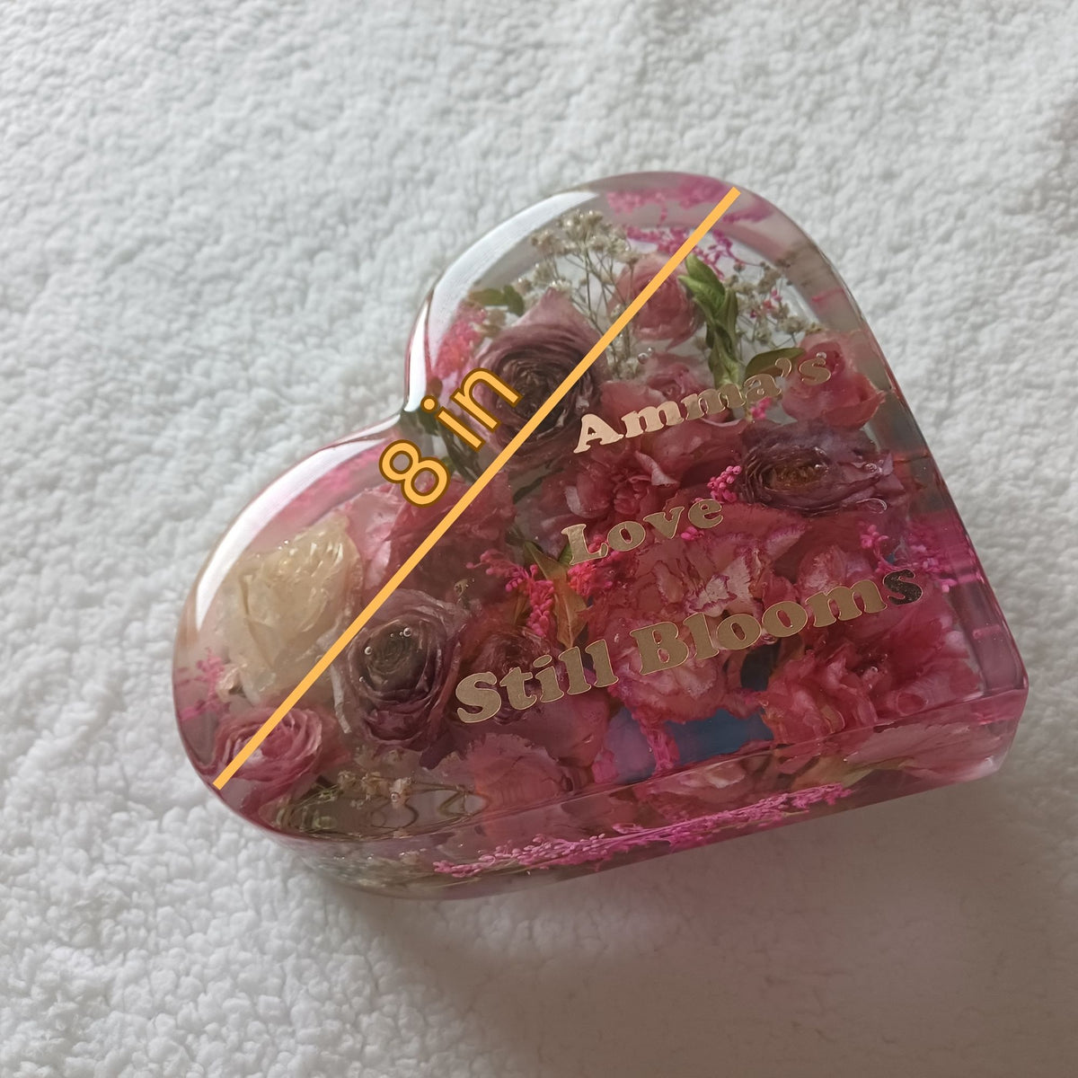 Wedding Bouquet Preservation Heart Keepsake, 8 Inch, Custom Flowers