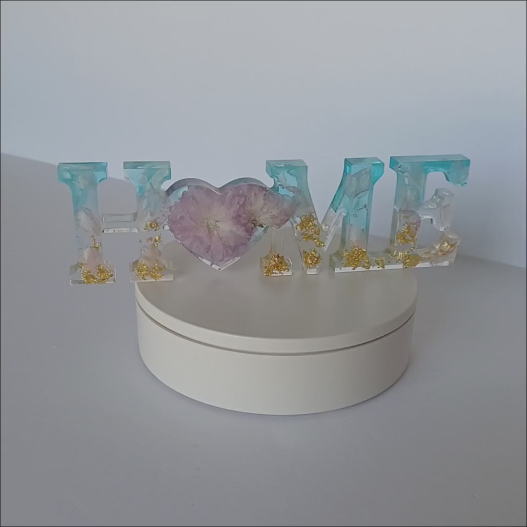 Floral Resin Word Signs: Family, Love, Home Decor Set