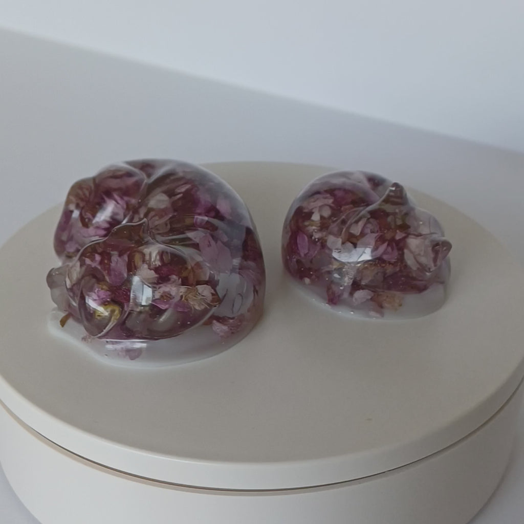 Custom or Ready-to-Ship Resin Cat Dog Figurines with Flowers